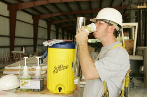 A Worker Drinking Squincher
